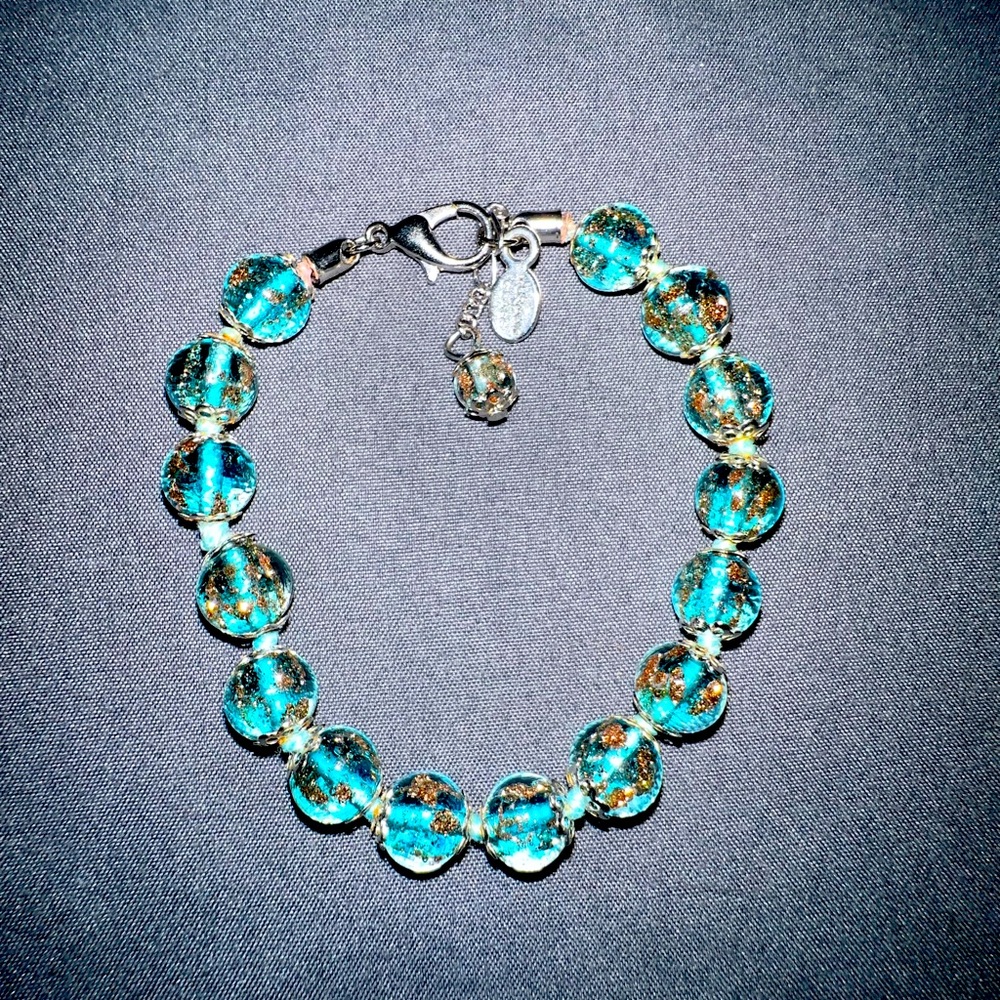Turquoise Teal Blue MURANO Murano Glass Italy Bracelet